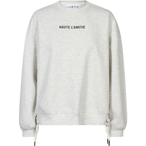 HAUTE L`AMITIÉ SWEATC, NEW STUDIO TIE SWEAT, PEARL MELANGÉ/ANTRACIT PRINT